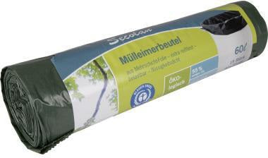 Secolan Müllbeutel H1326 60 l schwarz 15 Stück – reißfest, flüssigkeitsdicht, 100 % recycelt