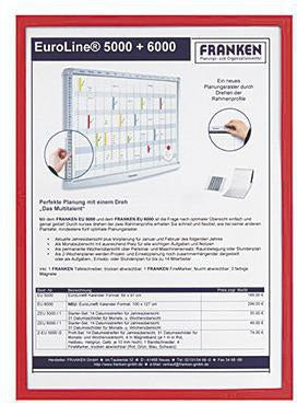 FRANKEN Dokumentenhalter Frame It X-tra!Line DIN A4 rot 5 St./Pack. – magnetische Präsentationshülle
