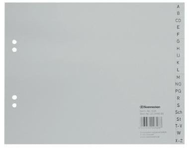 SOENNECKEN A-Z Register 1520 DIN A4 halbe Höhe PP grau – 20 Registerblätter, 4fach Lochung