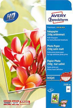 Avery Zweckform Fotopapier Premium 2559-20 DIN A4 250g weiß 20 Blatt