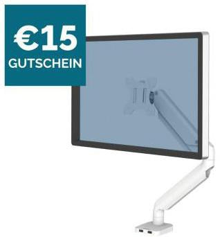 Fellowes Monitorarm Platinum Series 8056201 – Einzelarm mit Gasfeder, 360° Drehung, weiß