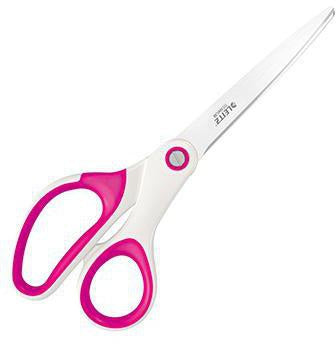 LEITZ Universalschere WOW 53192001 205 mm, titanbeschichtete Klingen, ergonomischer Softgrip-Griff, perlweiß