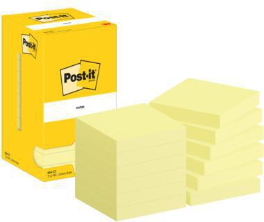 Post-it Haftnotiz 654-CY 76x76mm 100 Blatt gelb 12 Blöcke