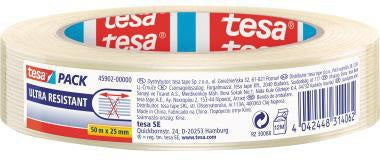 tesa Packband Monofilament 45902 25mm x 50m transparent – Reißfestes Premium-Filamentband