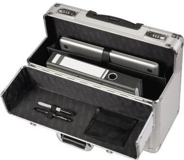ALUMAXX Pilotenkoffer OMEGA 45122 – Aluminium, 48x37x23 cm, Laptopfach, Teleskopgriff, Zahlenschloss
