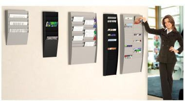PAPERFLOW Wand-Sortiertafel V 25F A4 – 25 Fächer Prospekthalter, DIN A4, schwarz