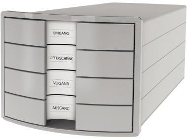 HAN Schubladenbox IMPULS 1012-11 – 4 Schubladen für DIN A4/C4, lichtgrau, stapelbar