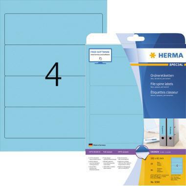 HERMA Ordnerrückenetikett 5097, 192 x 61 mm, rot, 80 Etiketten, A4-Bogen, FSC-zertifiziert