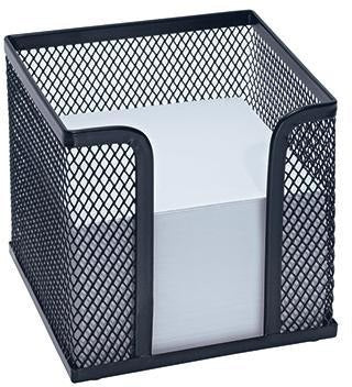 WEDO Zettelbox Office 65701 – 10x10x10 cm Drahtmetall schwarz, 700 Blatt gefüllt