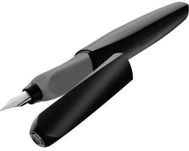 Pelikan Füllfederhalter Twist P457 947101 M silber – Ergonomischer Patronenfüller für Schule und Büro