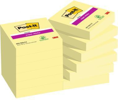 Post-it Super Sticky Notes 622-12SSCY, 47,6 x 47,6 mm, 12 Blöcke à 90 Blatt, gelb