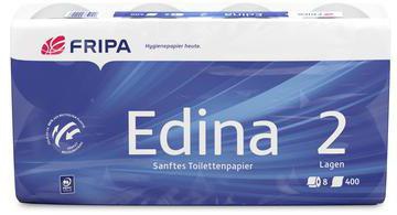 Fripa Edina Toilettenpapier 2-lagig, 100 % Zellstoff, 400 Blatt, 8 Rollen