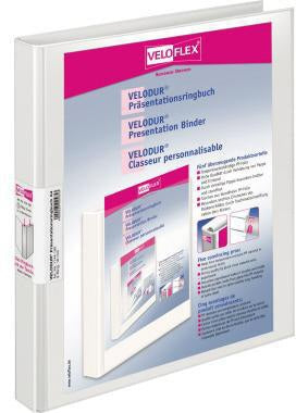 VELOFLEX VELODUR Präsentationsringbuch DIN A4 20 mm weiß – 2-Ring-Rundmechanik, Made in Germany