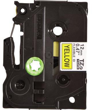 Brother Schriftbandkassette P-touch TZe-FX631, 12 mm x 8 m, gelb/schwarz, flexibel für Kabel und Leitungen