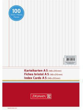 BRUNNEN Karteikarte DIN A5 quer liniert weiß 100 St./Pack. 180 g/m²