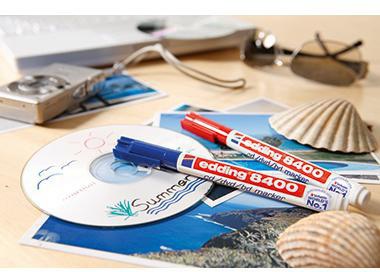 edding CD/DVD-Marker 8400 – Permanenter Disc Marker mit 0,5–1 mm Rundspitze, Blau