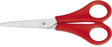 WESTCOTT Kinderschere Kids 13 cm rot spitz mit Maßeinteilung – Bastelschere für Rechtshänder