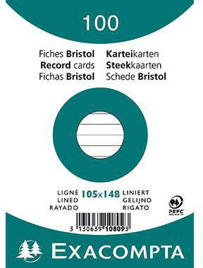 Exacompta Karteikarten DIN A6 liniert, 100 Stück, 205 g/m², PEFC-zertifiziert
