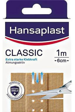 Hansaplast Wundpflaster CLASSIC 6 cm x 1 m – hautfarbenes Viskosegewebe