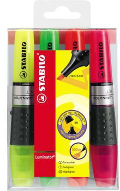 STABILO Textmarker Luminator 71/4 mit Keilspitze 2-5 mm, 4er-Set sortiert