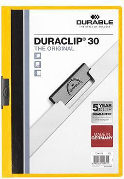 DURABLE Klemmmappe DURACLIP 30 DIN A4 Hartfolie grün – für bis zu 30 Blatt