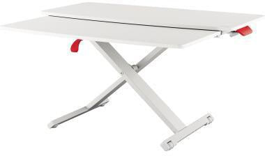 LEITZ Ergo Cosy Schreibtischaufsatz 65320085 mit Tastaturablage – Höhenverstellbarer Sitz-Steh-Arbeitsplatz, grau