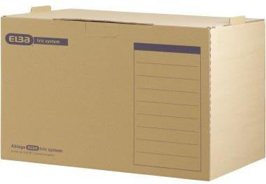 ELBA Archivbox tric System 100421087 für DIN A4 naturbraun – stapelbar, mit Deckel & Griffloch
