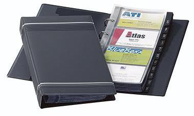 DURABLE Visitenkarten-Ringbuch VISIFIX 238558 – A-Z Register, 200 Karten, anthrazit