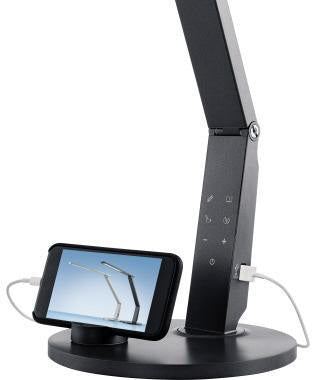 HANSA-TECHNIK Tischleuchte Vario Plus LED – dimmbar, 4 Lichtfarben, USB-Anschluss