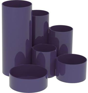 MAUL Stifteköcher MAULtubo 4115537, 6 Fächer, blau – Stiftehalter mit Hochglanzoberfläche, Made in Germany