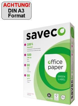 SAVECO Kopierpapier Green Label A4 80g Recyclingpapier 500 Blatt chlorfrei gebleicht