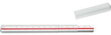 M+R Dreikantmaßstab Ingenieur 30 cm – 6 Reduktionsteilungen 1:2,5 bis 1:100, 2-farbig, im Köcher