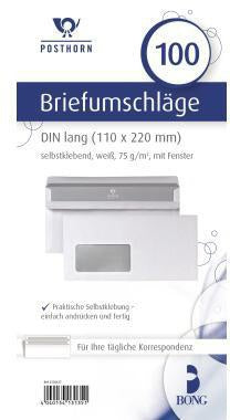 POSTHORN Briefumschlag DIN lang mit Fenster, selbstklebend, 75 g/m²