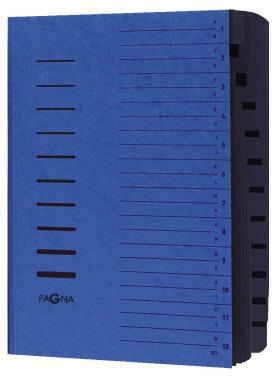 PAGNA Ordnungsmappe DIN A4, 12 Fächer A-Z/1-12, rot, Pressspankarton 240 g/m², Gummizugverschluss