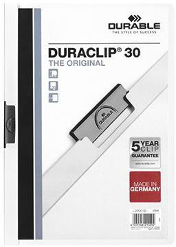 DURABLE Klemmmappe DURACLIP 30 DIN A4 Hartfolie grün – für bis zu 30 Blatt
