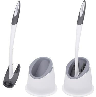 BÜMAG WC-Garnitur New-Trendy 6/705 borstenlos – 15 x 41 x 15 cm, weiß/grau