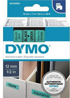 DYMO D1 Schriftbandkassette 12mm x 7m schwarz auf blau – UV-beständig & wieder ablösbar