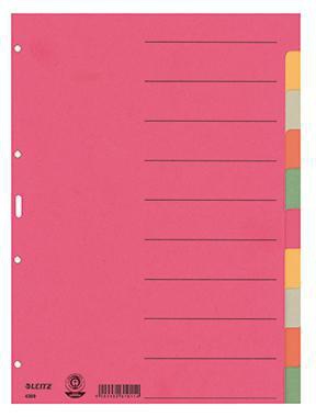 LEITZ Ordnerregister DIN A4 blanko, 6 Registerblätter, Recycling-Karton, farbig sortiert