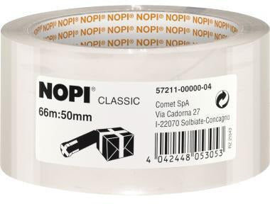NOPI Packband Classic 57211-00000 50mm x 66m transparent – Hochwertiges Verpackungsklebeband