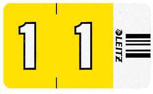 LEITZ Ziffernsignal 1 Orgacolor 66010000, 23x30mm, gelb, 100 Stück pro Packung – selbstklebende Etiketten für das Registratursystem