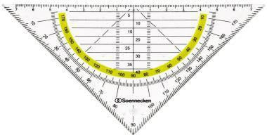 Soennecken Geometriedreieck 16 cm – Transparentes Zeichendreieck mit farbig hinterlegten Winkelgraden