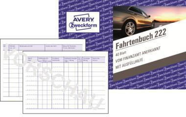 Avery Zweckform Fahrtenbuch 222 DIN A6 quer – 40 Blatt für PKW, steuerlicher km-Nachweis