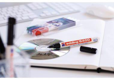 edding CD/DVD-Marker 8400 – Permanenter Disc Marker mit 0,5–1 mm Rundspitze, Blau