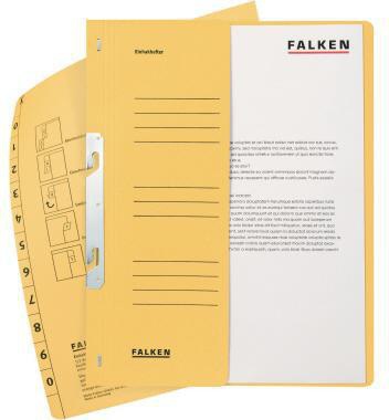 Falken Einhakhefter DIN A4 Manilakarton gelb 250 g/m² halber Deckel kaufmännische Heftung