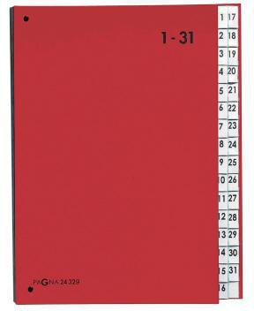 PAGNA Pultordner 24329-01 DIN A4 1-31, 32 Fächer, Polypropylen, rot