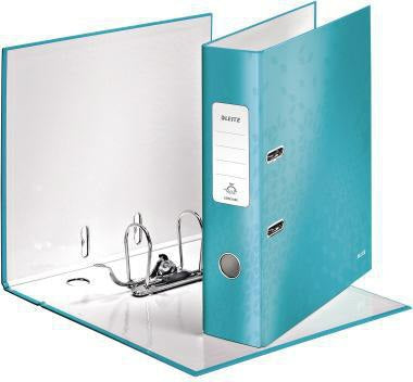 LEITZ Ordner WOW 10050001 DIN A4 80 mm Graupappe perlweiß – 180° Präzisionshebelmechanik