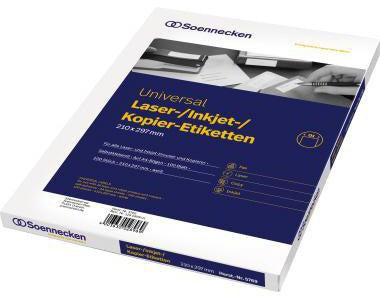 Soennecken Universaletiketten 210 x 297 mm weiß, 100 Blatt, für Laser-, Inkjetdrucker und Kopierer