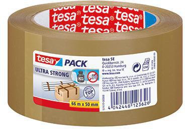tesa tesapack Ultra Strong Packband 50 mm x 66 m weiß – extra reißfest für schwere Kartons