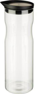 APS Karaffe 1l aus Glas mit Edelstahl-Deckel – transparent, 8 x 25 cm