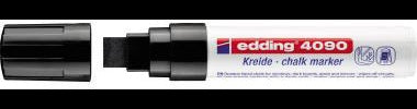 edding Kreidemarker 4090 Schwarz 4-15 mm Keilspitze – Feucht abwischbar für Fenster, Tafeln & Glas